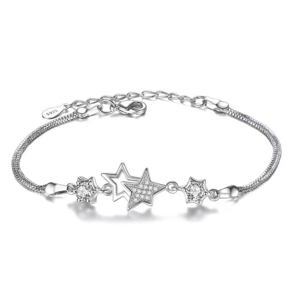 Silver Star Cubic Zirconia Bracelet - Women Jewelry - Picture 4 of 4